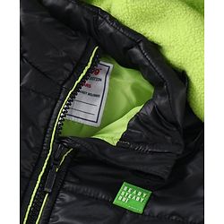 Babyhug Full Sleeves Hooded Quilted Jacket - Black