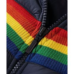 Babyhug Sleeveless Striped Jacket - Navy Blue