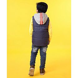 Babyhug Sleeveless Jacket With Hood - Blue