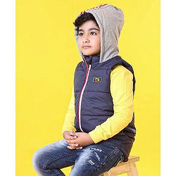 Babyhug Sleeveless Jacket With Hood - Blue
