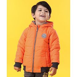 Babyhug Full Sleeves Hooded Padded Jacket - Orange