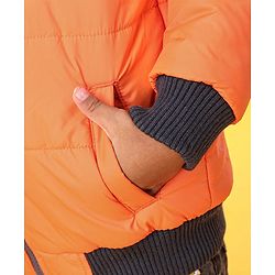 Babyhug Full Sleeves Hooded Padded Jacket - Orange