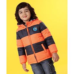 Babyhug Hooded Full Sleeves Reversible Padded Jacket - Navy Orange