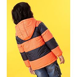 Babyhug Hooded Full Sleeves Reversible Padded Jacket - Navy Orange