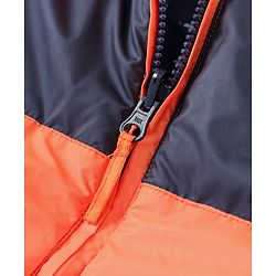 Babyhug Hooded Full Sleeves Reversible Padded Jacket - Navy Orange