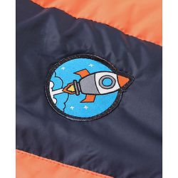 Babyhug Hooded Full Sleeves Reversible Padded Jacket - Navy Orange