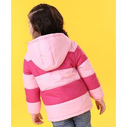 Babyhug Reversible Full Sleeves Printed Hooded Jacket - Pink
