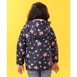 Babyhug Reversible Full Sleeves Printed Hooded Jacket - Pink