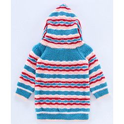 Babyhug Full Sleeves Hooded Sweater Set with Booties - Blue