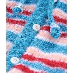 Babyhug Full Sleeves Hooded Sweater Set with Booties - Blue
