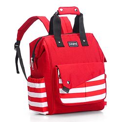 Babyhug Multifunctional Backpack Style Diaper Bag - Red and White