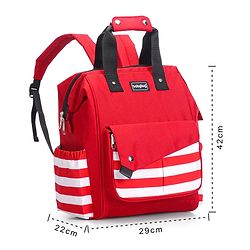 Babyhug Multifunctional Backpack Style Diaper Bag - Red and White