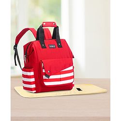 Babyhug Multifunctional Backpack Style Diaper Bag - Red and White