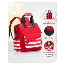 Babyhug Multifunctional Backpack Style Diaper Bag - Red and White