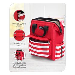 Babyhug Multifunctional Backpack Style Diaper Bag - Red and White