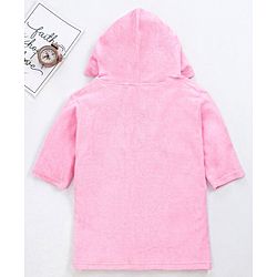 Babyhug Full Sleeves Bathrobe With Hood Unicorn Embroidery - Pink