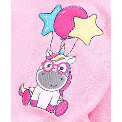 Babyhug Full Sleeves Bathrobe With Hood Unicorn Embroidery - Pink