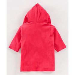Babyhug Full Sleeves Hooded Bathrobe Kitty Embroidery - Pink
