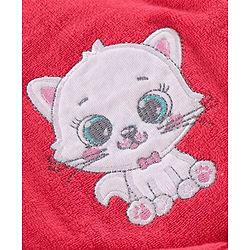 Babyhug Full Sleeves Hooded Bathrobe Kitty Embroidery - Pink