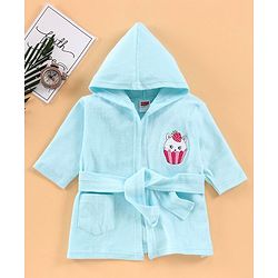 Babyhug 3/4 Sleeves Bathrobe Muffin Print - Blue