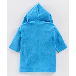 Babyhug Full Sleeves Bathrobe Tiger Print - Blue