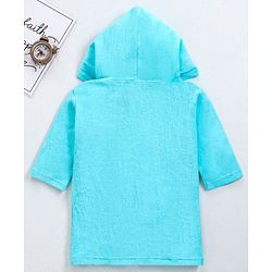 Babyhug Full Sleeves Bathrobe With Hood Penguin Embroidery - Blue