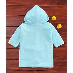 Babyhug Three Fourth Sleeves Hooded Bath Robe Bear Patch - Blue