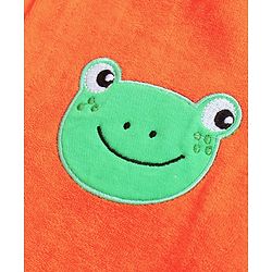 Babyhug Three Fourth Sleeves Hooded Bath Robe Frog Embroidery - Orange