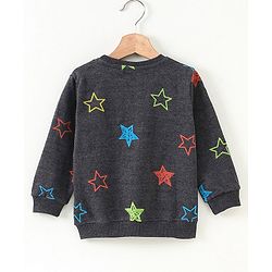 Babyhug Full Sleeves Sweatshirt Star Print - Dark Grey