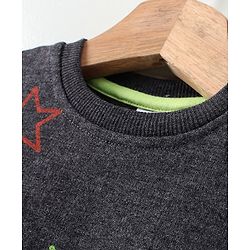 Babyhug Full Sleeves Sweatshirt Star Print - Dark Grey