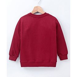 Babyhug Full Sleeves Sweatshirt Pizza Print - Maroon