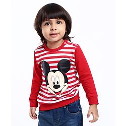 Babyhug Full Sleeves Sweatshirt Mickey Mouse Graphic - Red