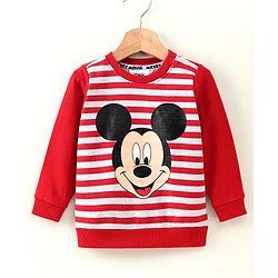 Babyhug Full Sleeves Sweatshirt Mickey Mouse Graphic - Red