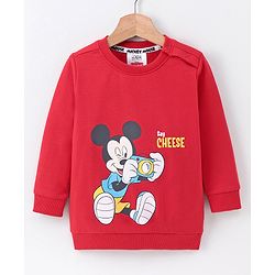 Babyhug Full Sleeves Sweatshirt Mickey Mouse Print - Red