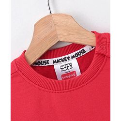 Babyhug Full Sleeves Sweatshirt Mickey Mouse Print - Red