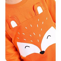Babyhug Full Sleeves Sweatshirt Fox Embroidery - Orange