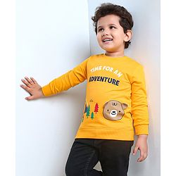 Babyhug Full Sleeves Sweatshirt Bear Print  - Mustard