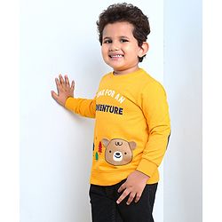 Babyhug Full Sleeves Sweatshirt Bear Print  - Mustard