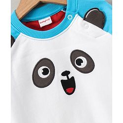 Babyhug Full Sleeves Sweatshirt Panda Print - White Blue