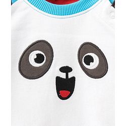 Babyhug Full Sleeves Sweatshirt Panda Print - White Blue
