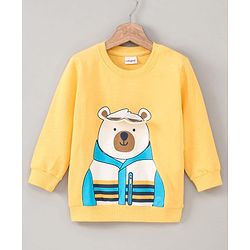 Babyhug Full Sleeves Sweatshirt Bear Print - Yellow