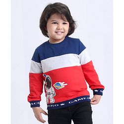 Babyhug Full Sleeve Sweatshirt Astronaut Print - Blue Red