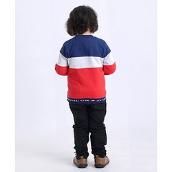 Babyhug Full Sleeve Sweatshirt Astronaut Print - Blue Red