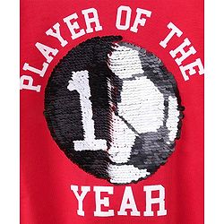 Babyhug Full Sleeves Reversible Sequined Sweatshirt Football Print - Red