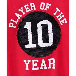 Babyhug Full Sleeves Reversible Sequined Sweatshirt Football Print - Red