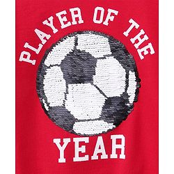 Babyhug Full Sleeves Reversible Sequined Sweatshirt Football Print - Red