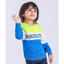 Babyhug Full Sleeves Sweatshirt Soccer Star Print - Green Grey Blue