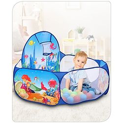 Babyhug Jump N Joy Aquatic Theme Ball Pool -50 Balls | Spacious Fabric Ball Pit For Ages 2-6 Years | Sensory & Motor-Skill Play | Colour,Shape Learning And Motor Development | BIS Certified