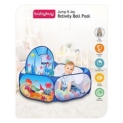 Babyhug Jump N Joy Aquatic Theme Ball Pool -50 Balls | Spacious Fabric Ball Pit For Ages 2-6 Years | Sensory & Motor-Skill Play | Colour,Shape Learning And Motor Development | BIS Certified