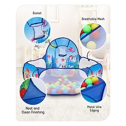 Babyhug Jump N Joy Aquatic Theme Ball Pool -50 Balls | Spacious Fabric Ball Pit For Ages 2-6 Years | Sensory & Motor-Skill Play | Colour,Shape Learning And Motor Development | BIS Certified